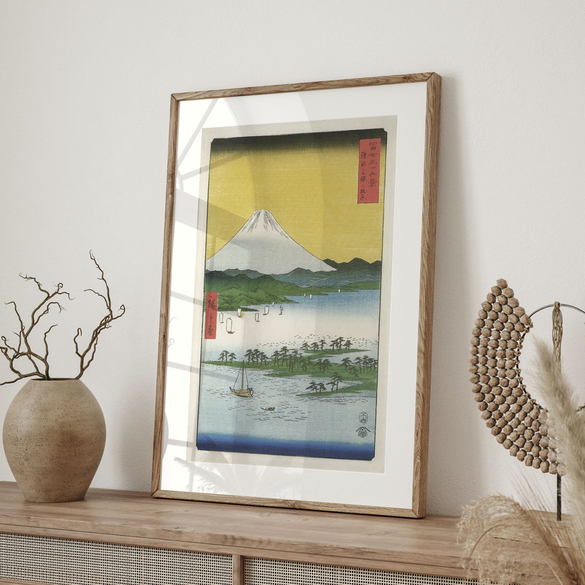 Hiroshige Mount Fuji Miho Pine Grove Golden Sky Japanese Print - Image 4