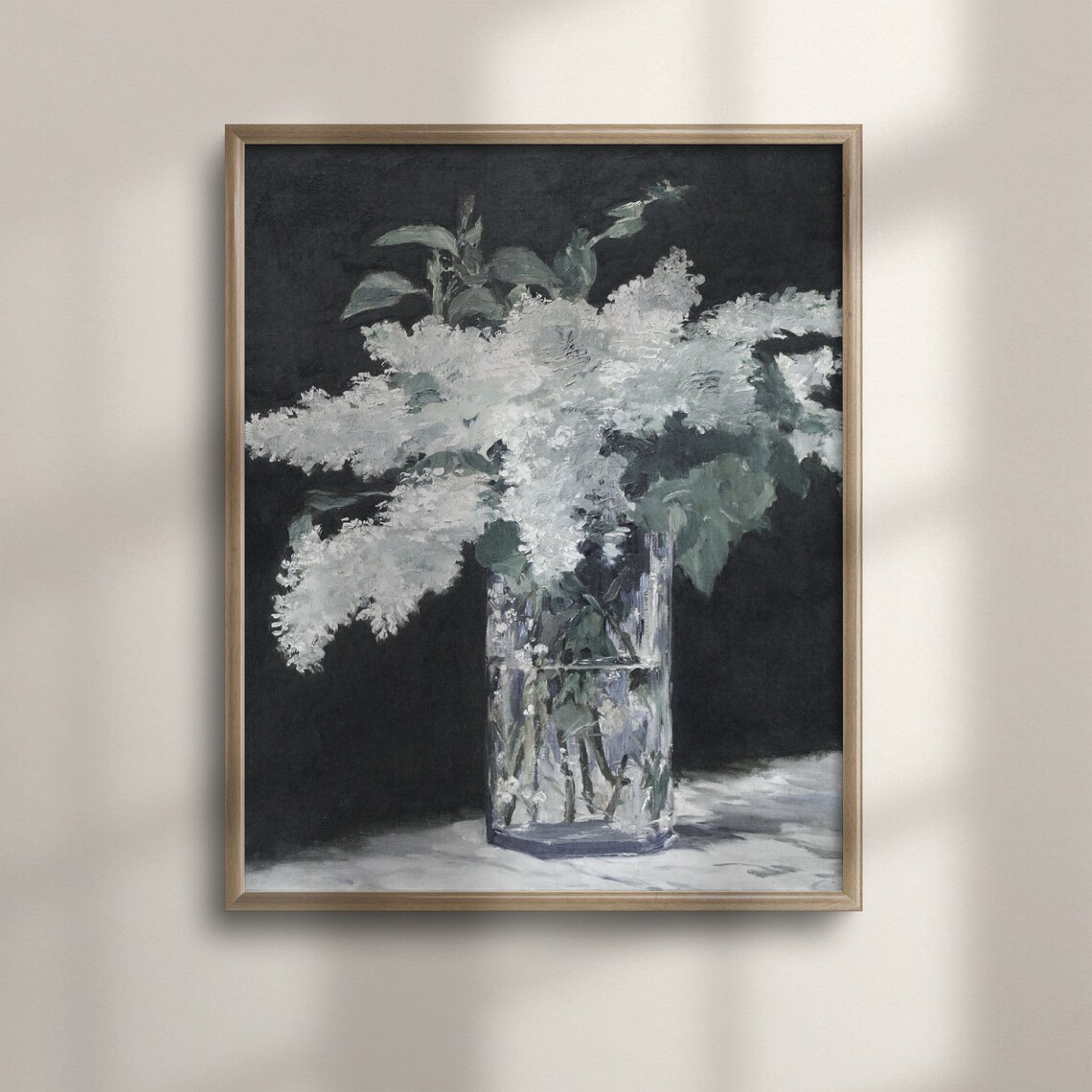 Vintage White Lilacs Floral Art Print, Farmhouse Decor