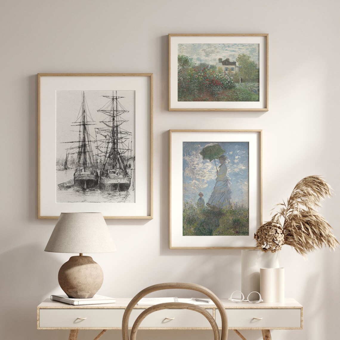 Tall Ships Harbor Ink Sketch Antique Nautical Drawing Sailing Boat Art Poster - Image 2