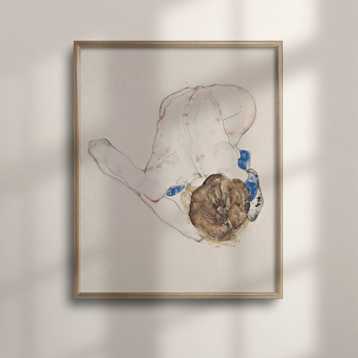 Egon Schiele Nude with Blue Stockings Reclining Figure Art Poster
