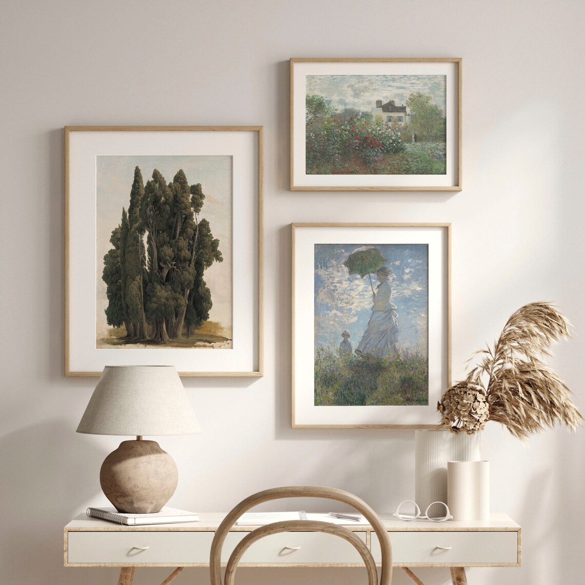 Vintage Cypress Trees Study Antique Oil Painting Landscape Wall Poster - Image 2