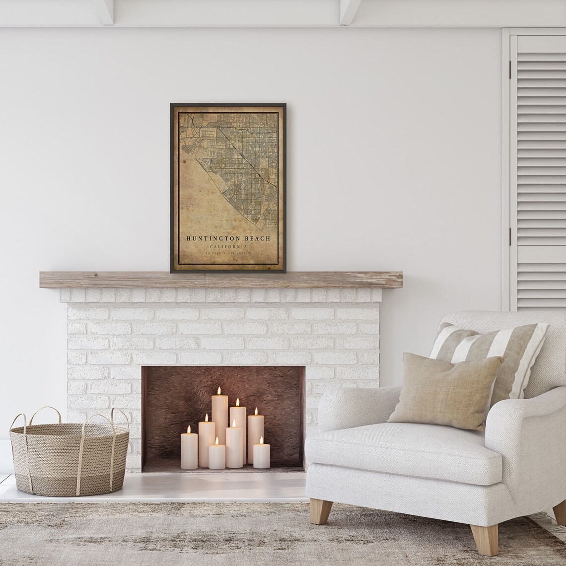Huntington Beach Vintage Map Poster, Rustic California - Image 2