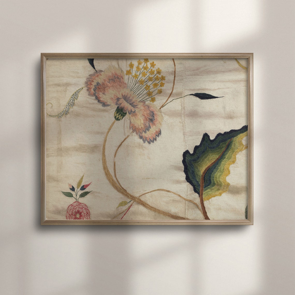 Vintage Floral Embroidery Needlework Textile Art Botanical Poster