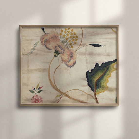 Vintage Floral Embroidery Needlework Textile Art Botanical Poster