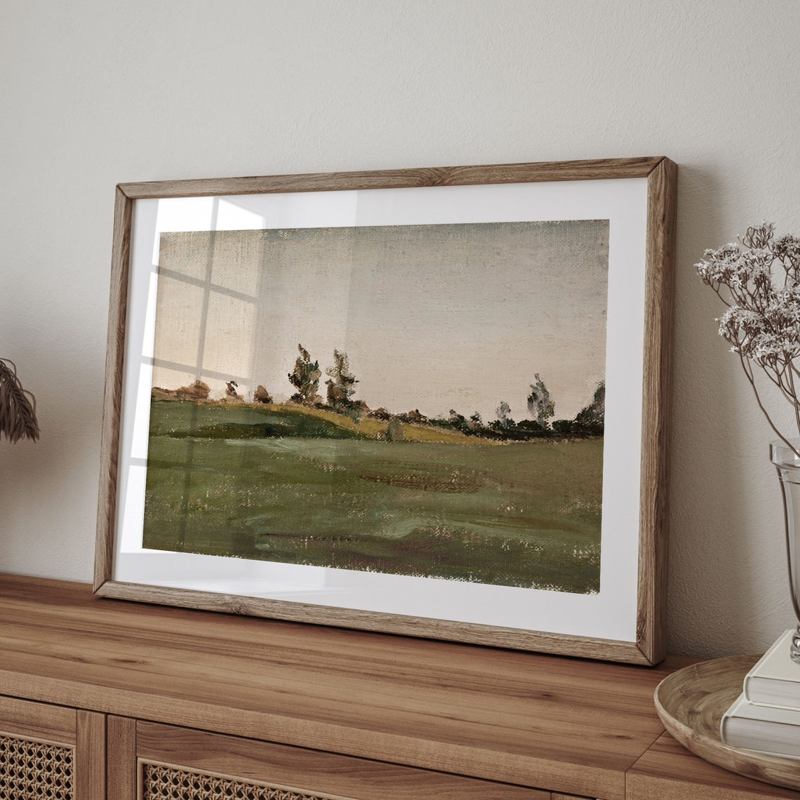 Green Pasture Dusk Vintage Impressionist Field Painting Poster - Image 4