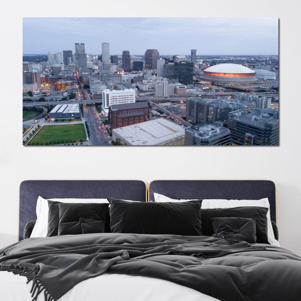New Orleans Skyline Dusk Superdome Downtown Aerial Cityscape Poster - Image 4