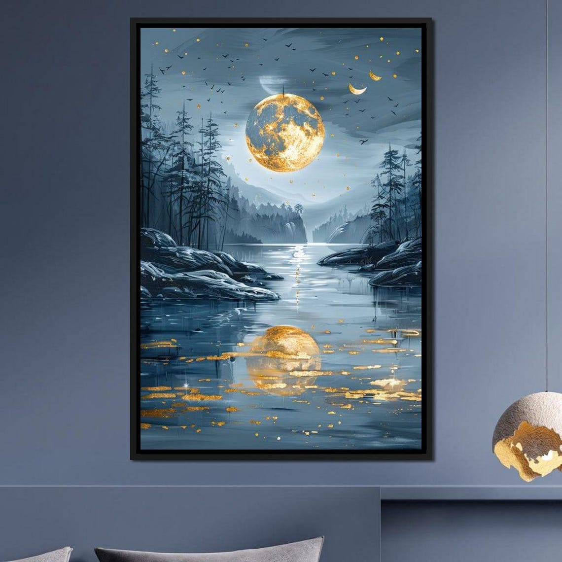 Luminous Nocturne Reflections Print Moonlit Scene Nature Reflection Serene Home Decor Night Sky Art By Nichecanvas