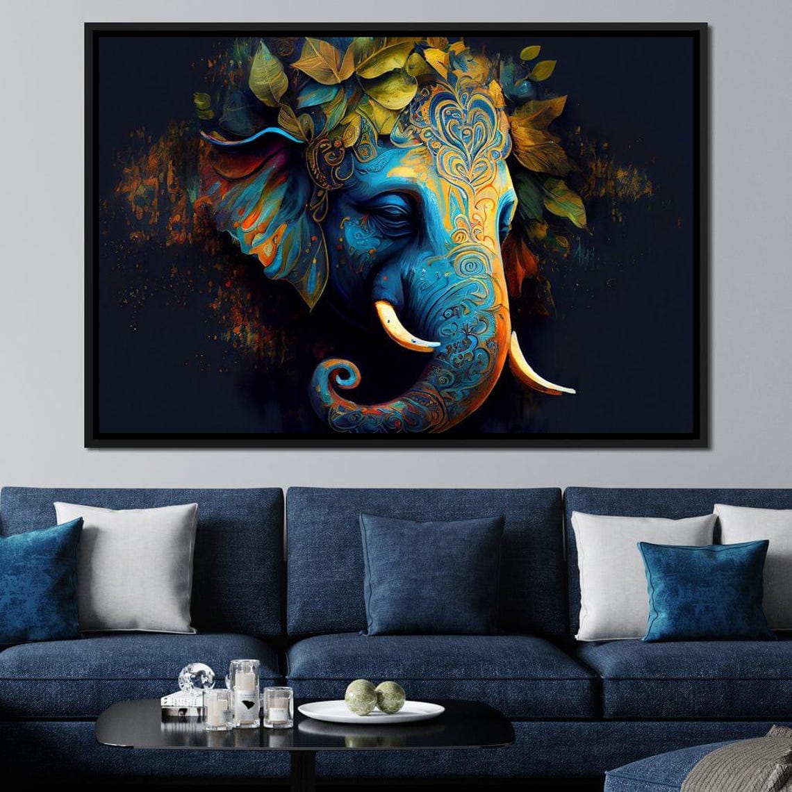 Vibrant Mehndi Elephant Rainbow Ornate Boho Wildlife Wall Art