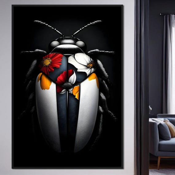 Beneath Floral Wings Unique Home Decor Colorful Insect Art Botanical Modern Wall Art Nature Inspired Design By Nichecanvas
