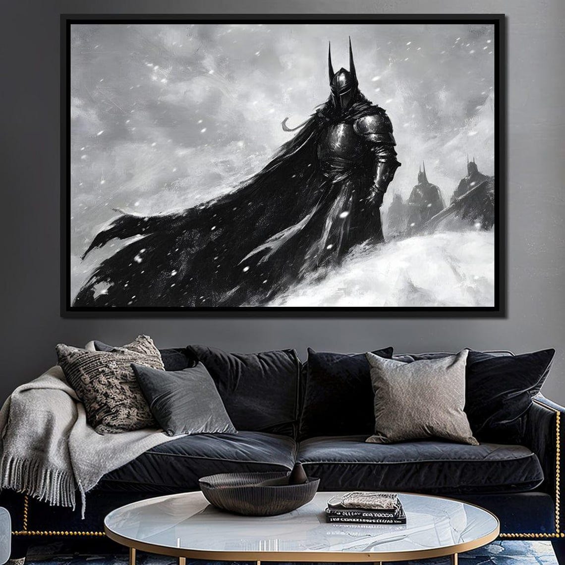 Knight Of Winter Shadows Gothic Fantasy Decor Viking Warrior Art Black And White Home Decor Medieval Art By Nichecanvas - Image 4