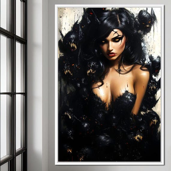 Shadows Of Eternal Mystery Gothic Wall Art Mysterious Woman Home Decor Dark Aesthetic Unique Design By Nichecanvas