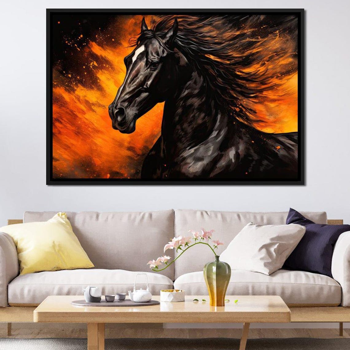 Black Stallion Fiery Ember Blaze Wild Horse Dramatic Equine Art Poster - Image 3