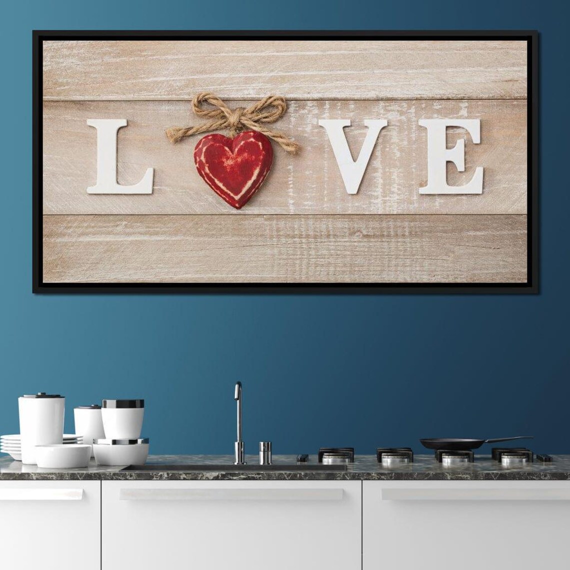 Love Is Where The Heart Is Rustic Wooden Letters Red Heart Farmhouse Poster - Image 2