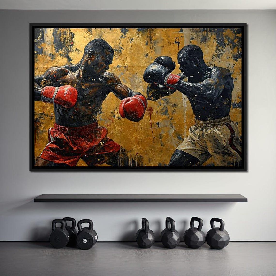 Boxing Duel Two Fighters Gold Splash Dynamic Sports Wall Art Poster - Image 3