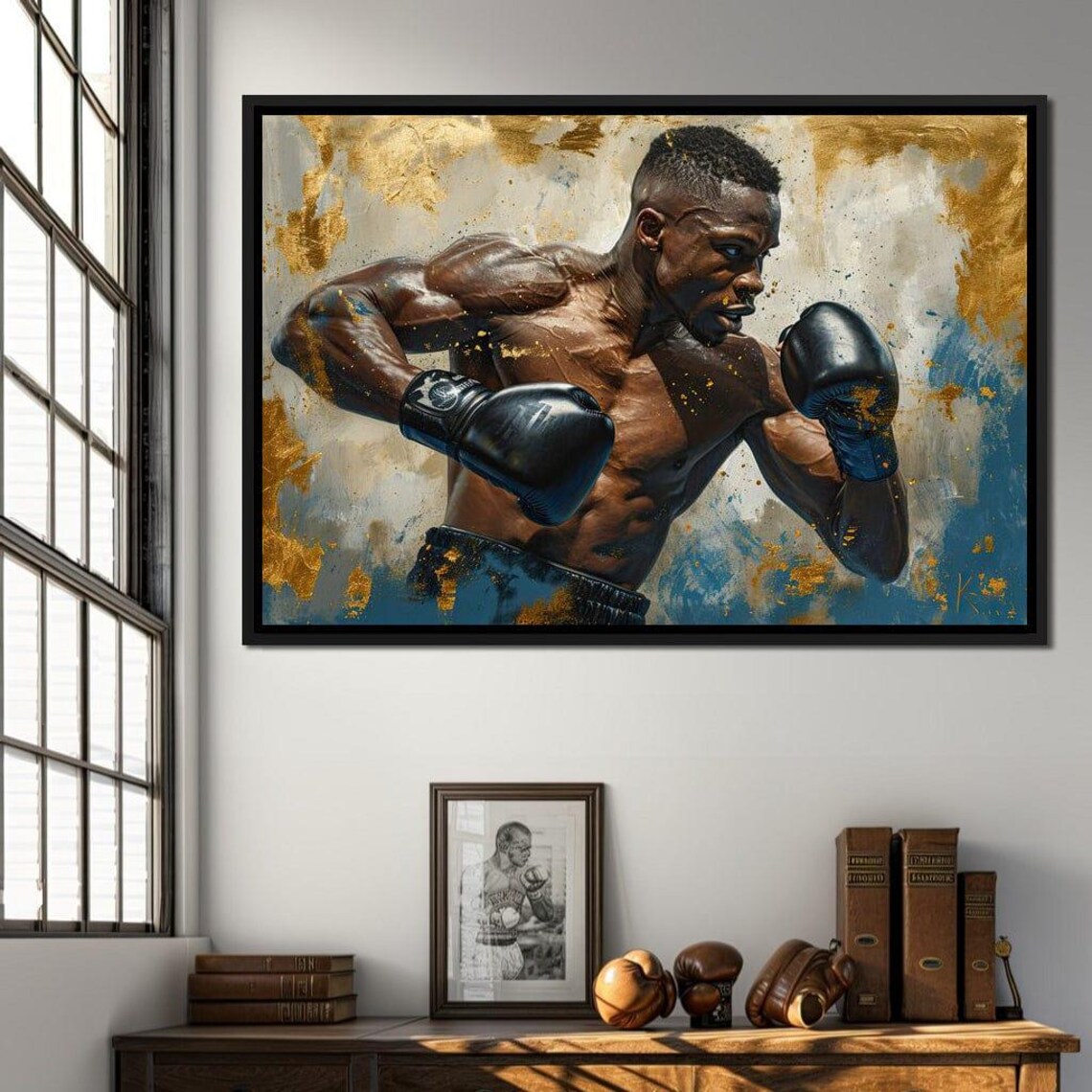 Boxer Fighter Stance Gold Abstract Boxing Motivational Sports Poster - Image 3