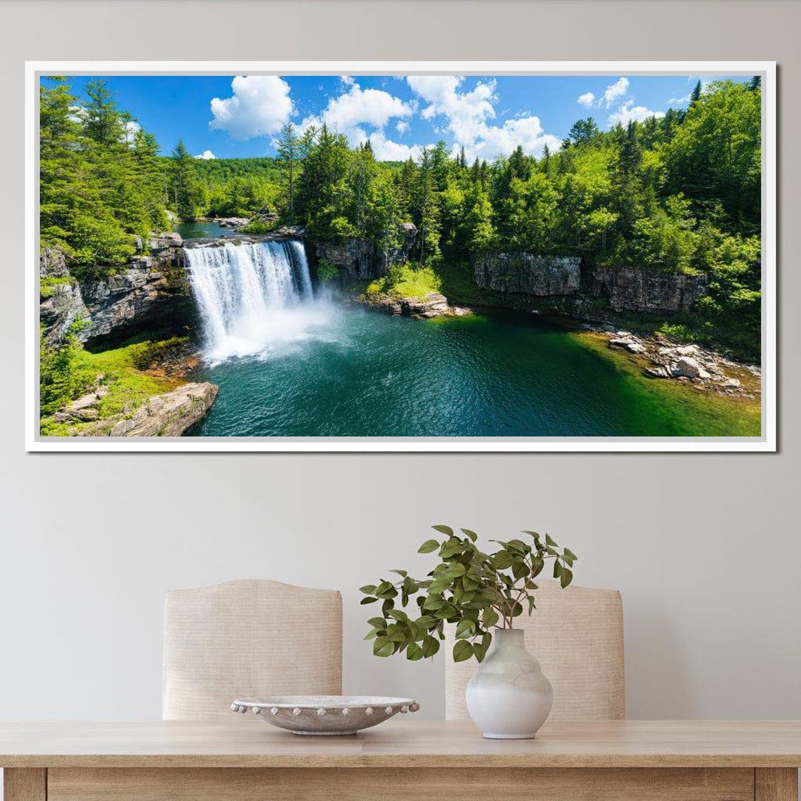 Whispering Falls Serenity Waterfall Art Nature Wall Decor Home Decor Tranquil Retreat Greenery By Nichecanvas - Image 3