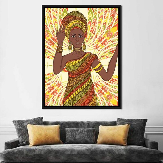 Beautiful Dancing Woman Colorful African Wall Art Vibrant Decor Tribal Pattern Artwork Female Empowerment By Nichecanvas