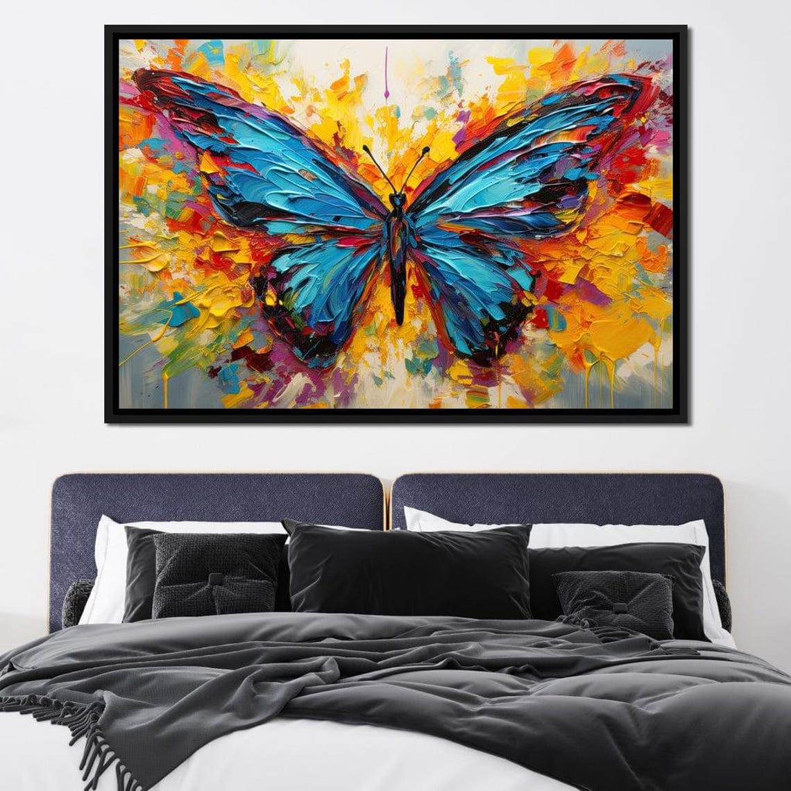 Vibrant Brushstroke Butterfly Colorful Art Butterfly Wall Art Nature Decor Whimsical Artistic Design Multi Panel By Nichecanvas - Image 3