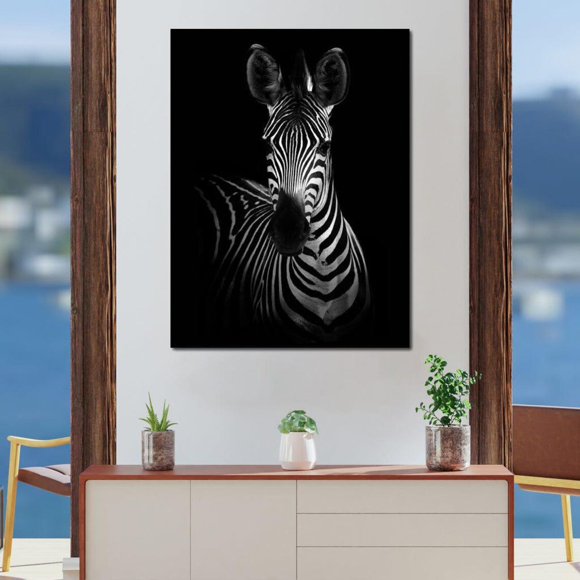 Black And White Zebra Portrait Monochrome Safari Minimalist Art Poster - Image 4
