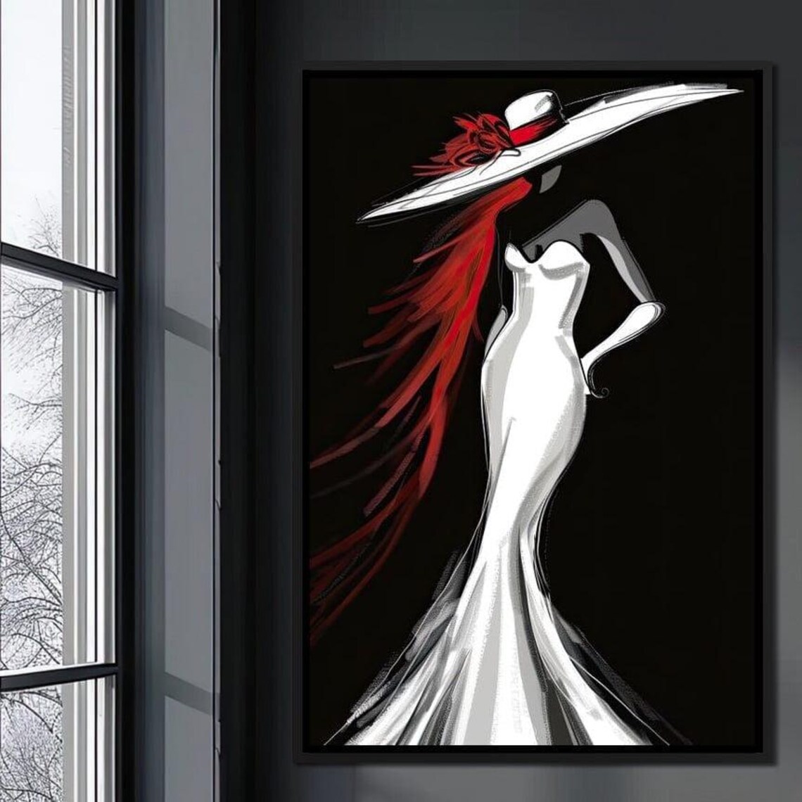 White Dress Flamenco, Elegant Dance Art Print - Image 2