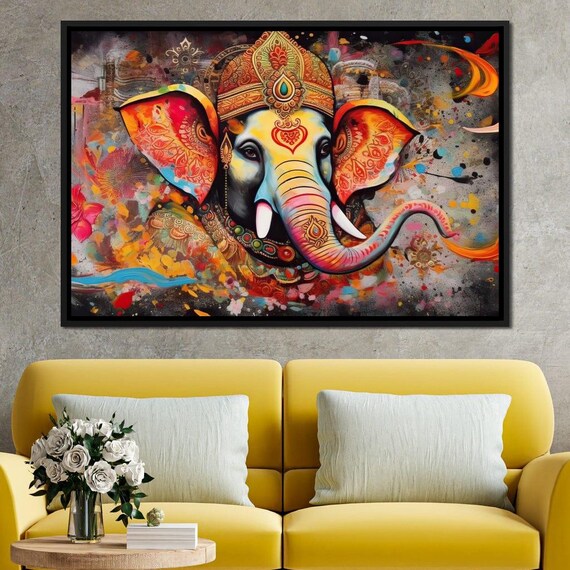 Colorful Ganesha Hindu Elephant Deity Spiritual Vibrant Art Poster