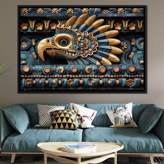 Aztec Sun Serenade Colorful Wall Art Tribal Design Geometric Shapes Home Decor Spiritual Artwork Cultural Decor By Nichecanvas
