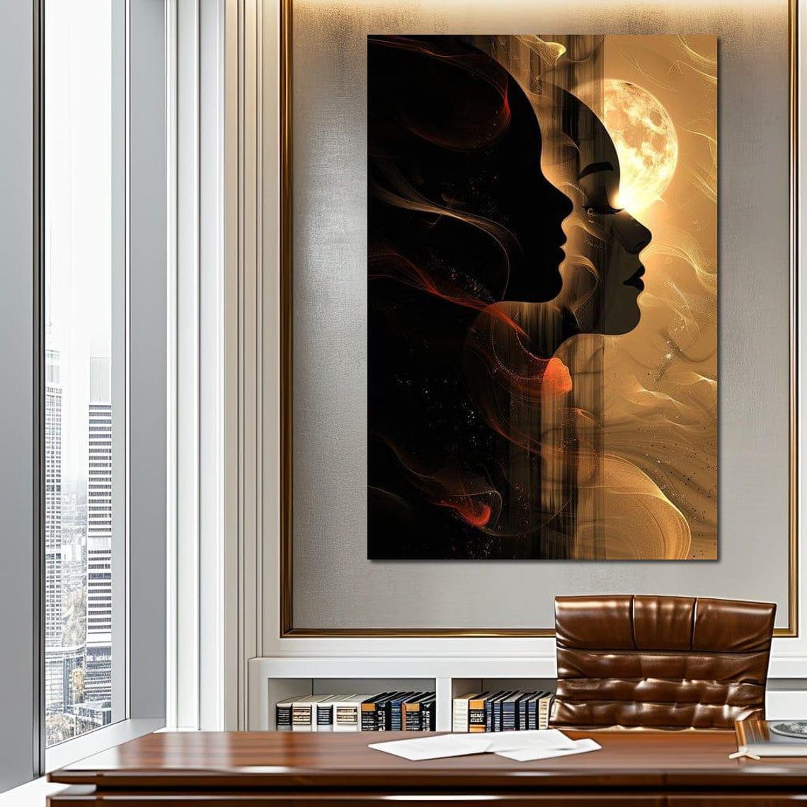 Lunar Silhouettes Dance Mystical Moon Faces Ethereal Art Poster - Image 2