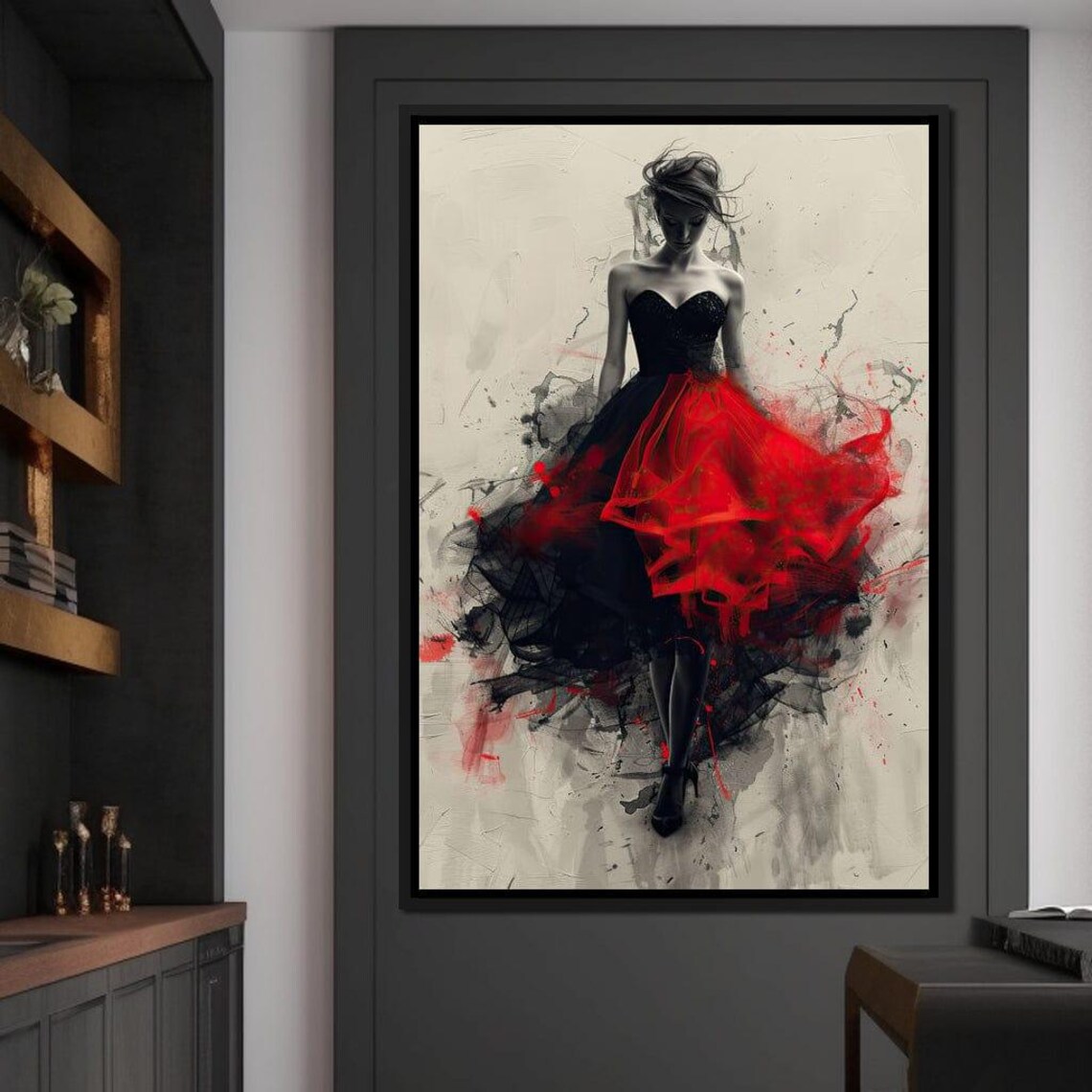 Flame of the Midnight Dance, Fashion Art Print - Image 4