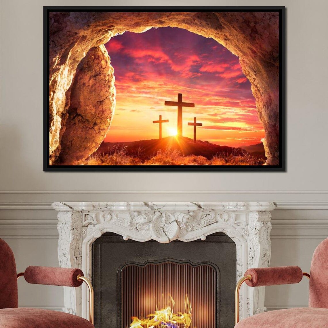 Resurrection Christian Cross Faith Wall Art Print