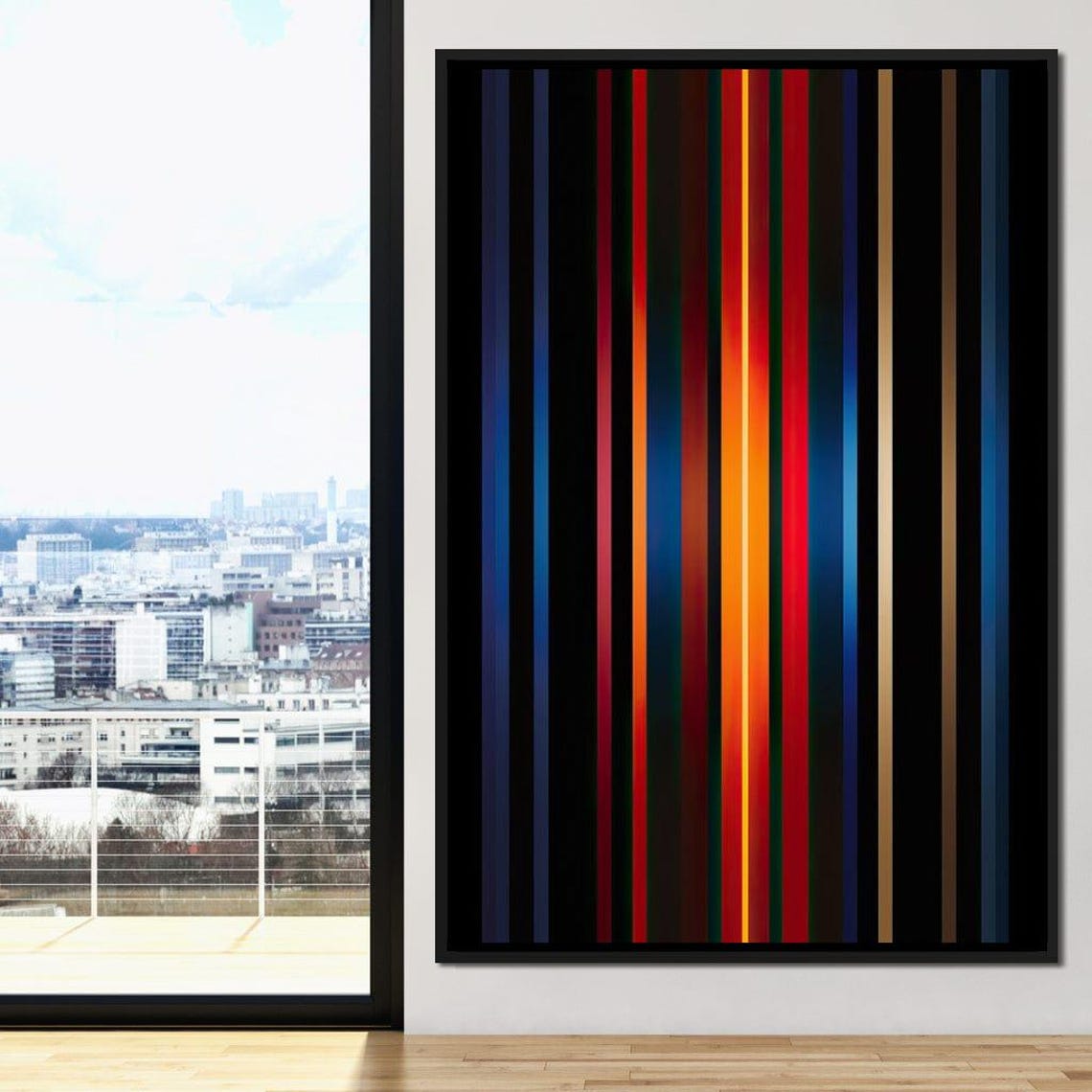 Midnight Magenta Rainbow Colorful Abstract Art Modern Decor Bold Wall Art Vertical Stripes Print By Nichecanvas