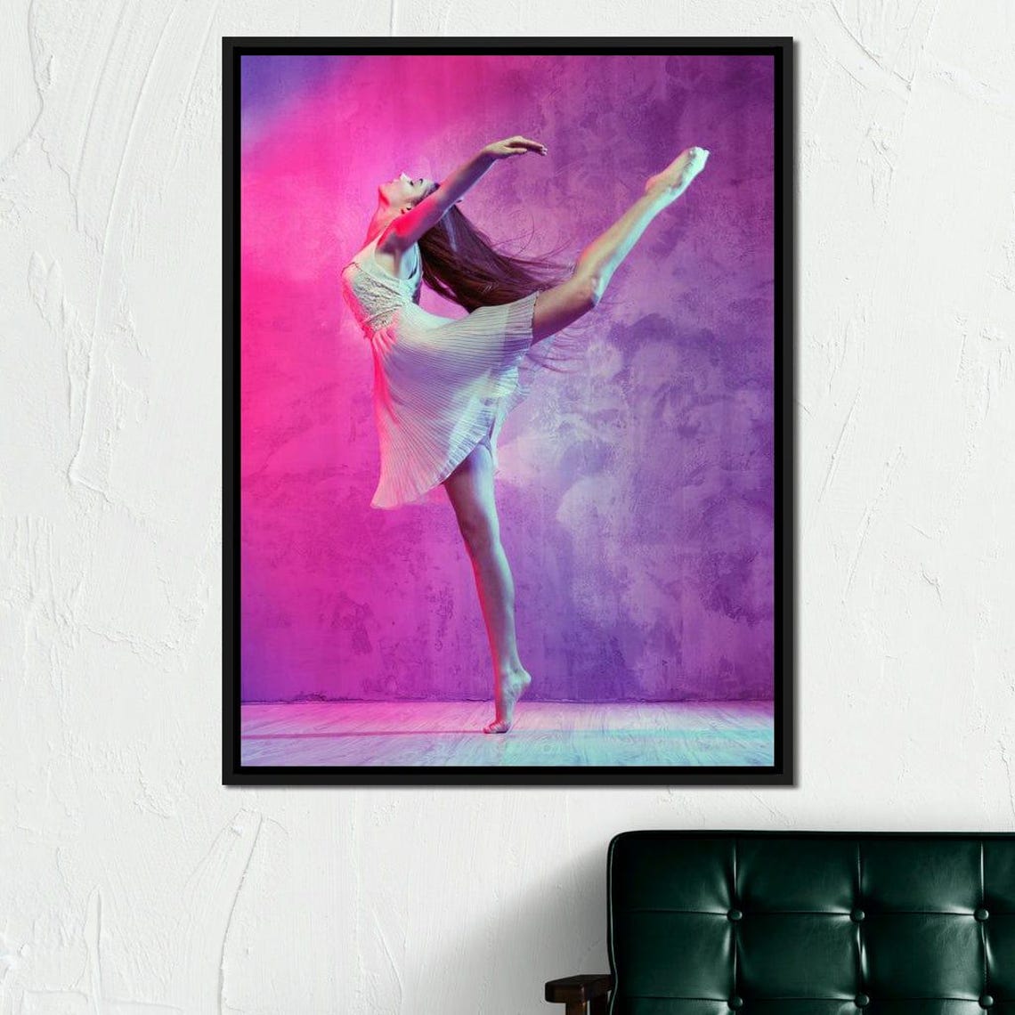 Rose Light Ballet Dancer In White Dress Pink Purple Studio Art Poster - Image 2
