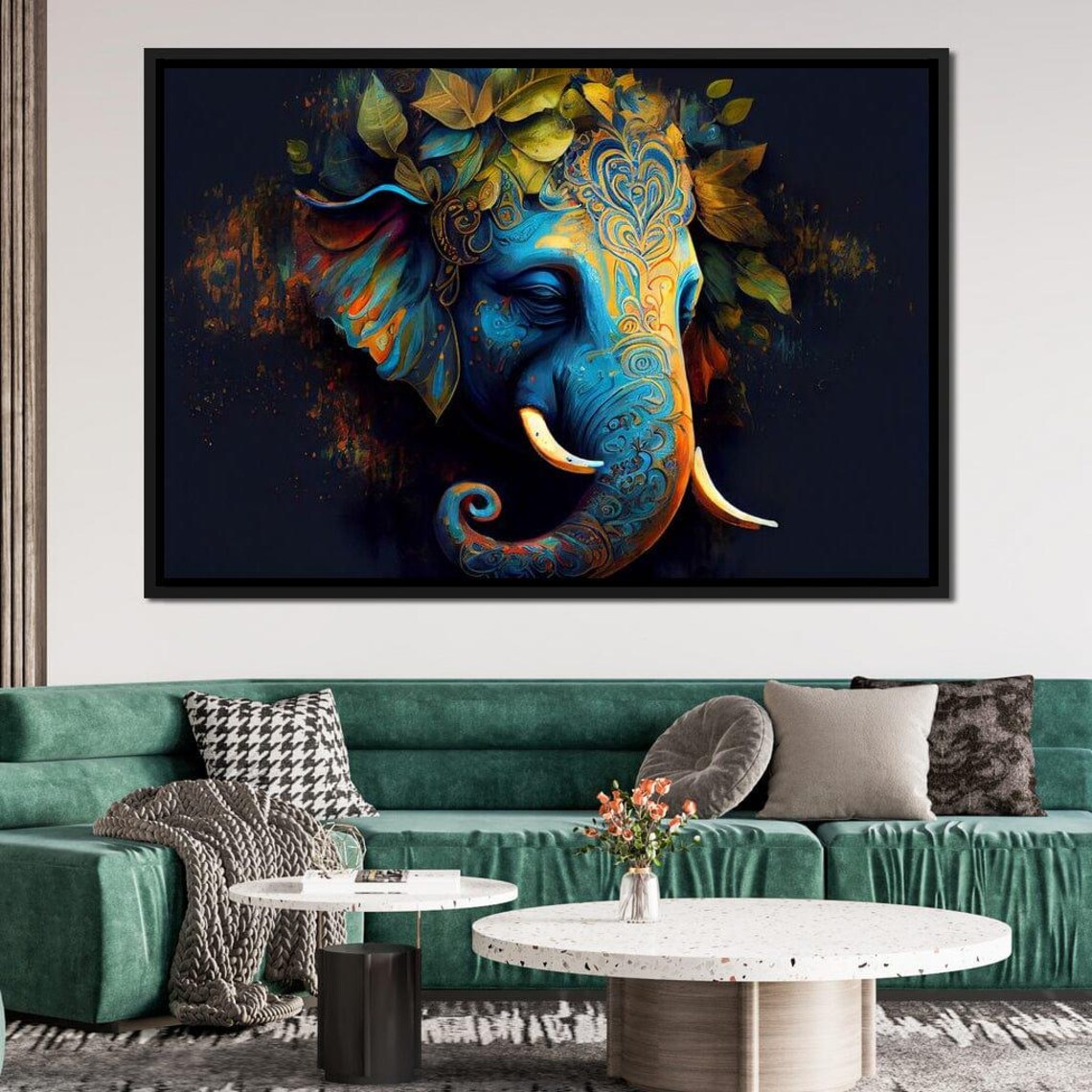 Vibrant Mehndi Elephant Rainbow Ornate Boho Wildlife Wall Art - Image 4