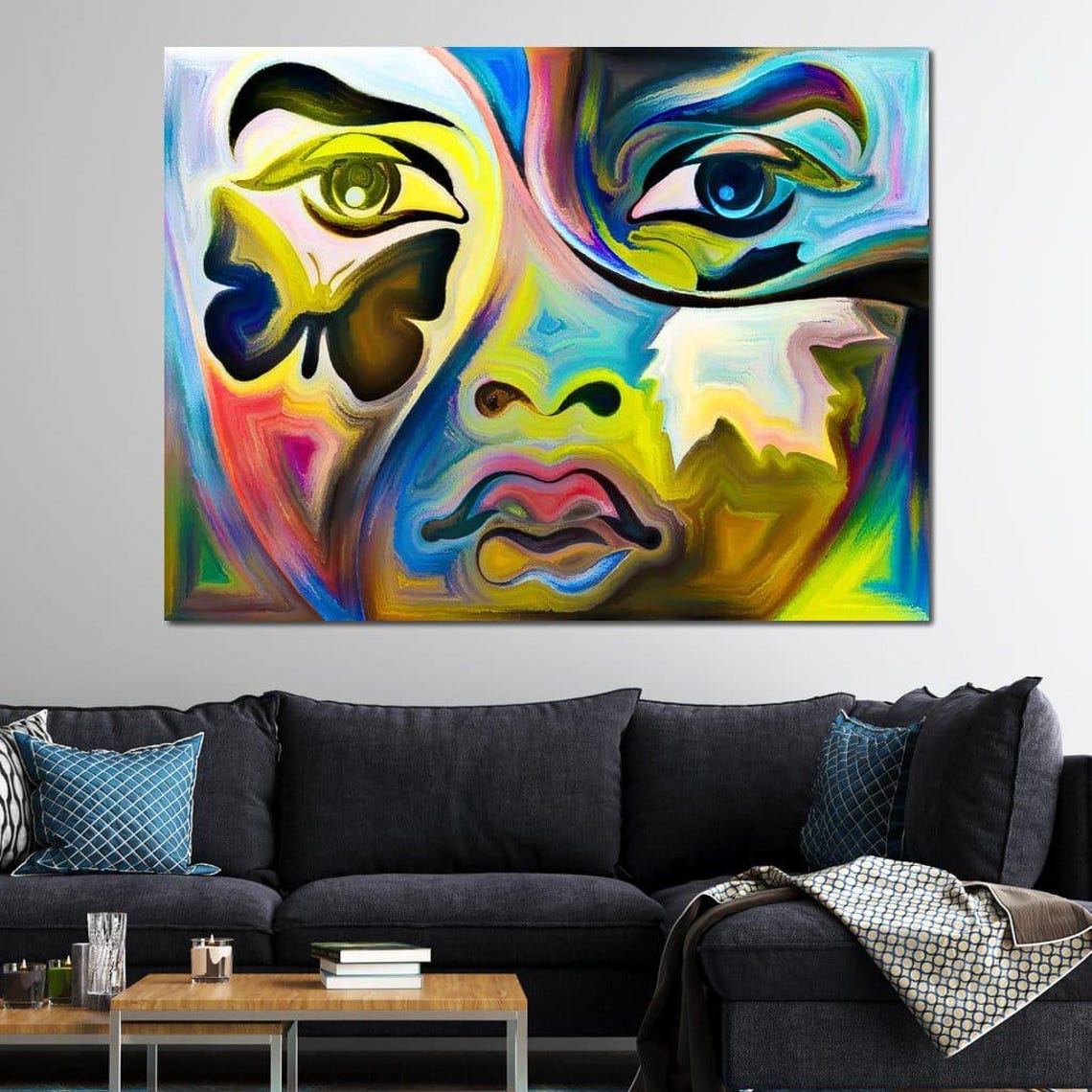 Multicolored Artistic Abstraction Psychedelic Butterfly Face Modern Wall Art Home Decor Vibrant Oil Painting By Nichecanvas - Image 4