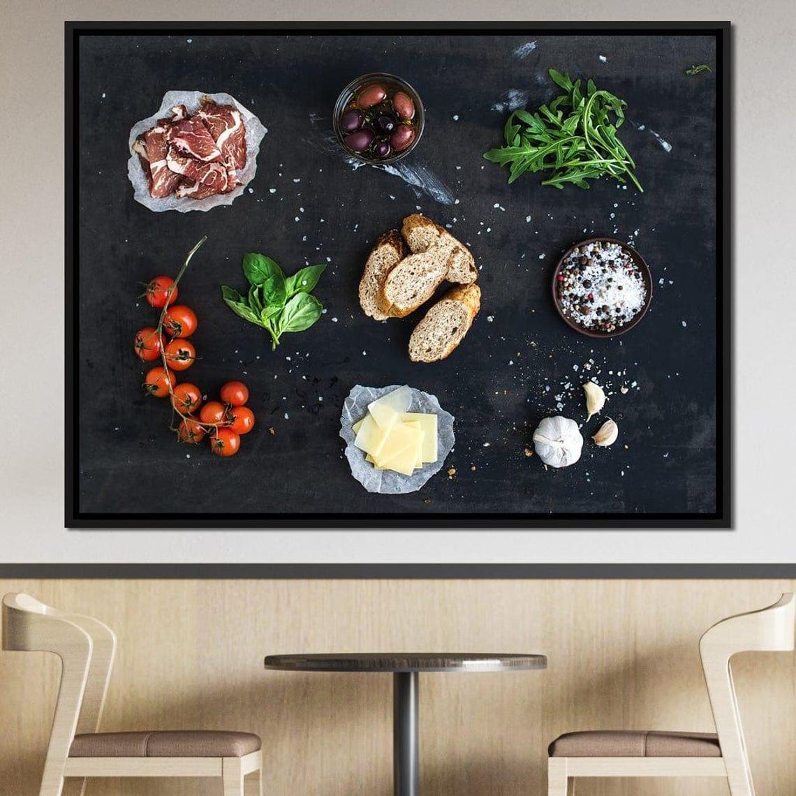 Gourmet Sandwich Ingredients Flat Lay Rustic Italian Kitchen Art Print