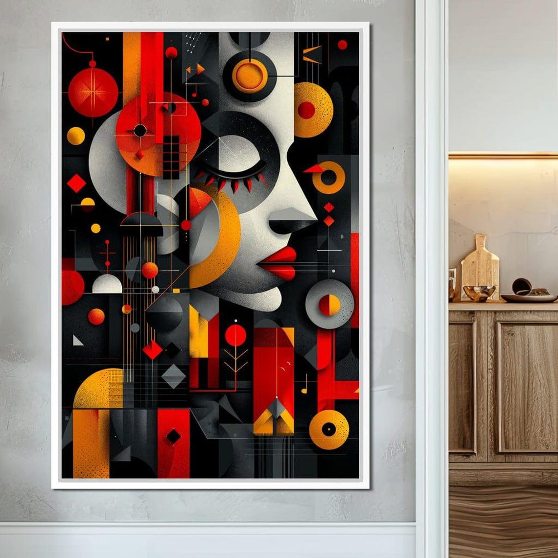 Abstract Geometric Woman Profile Red Black Gold Modern Wall Art Poster - Image 4