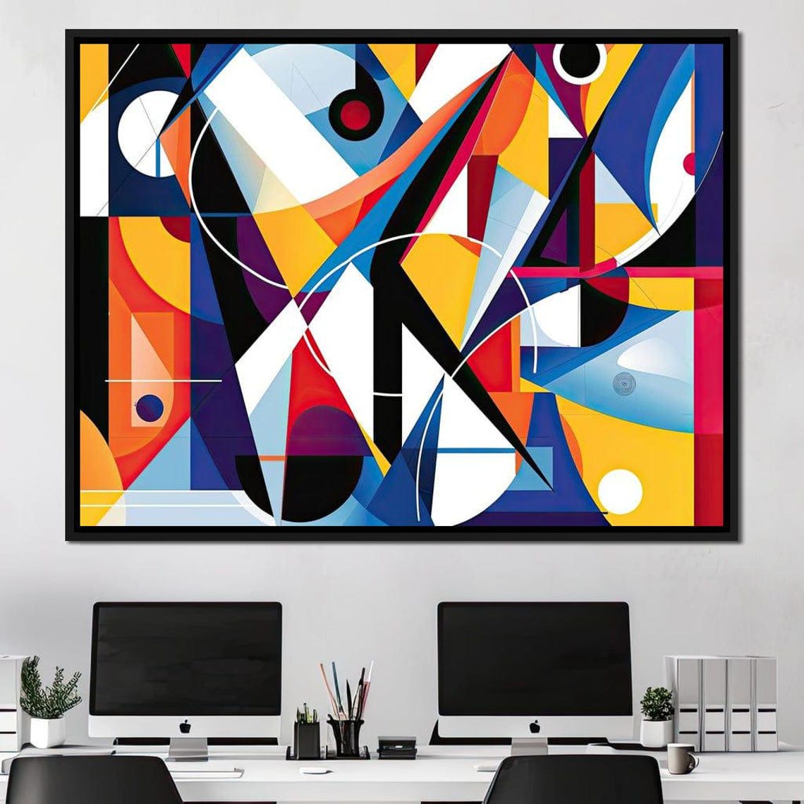 Bold Geometric Abstract Five Panel Multicolor Modern Wall Art - Image 2