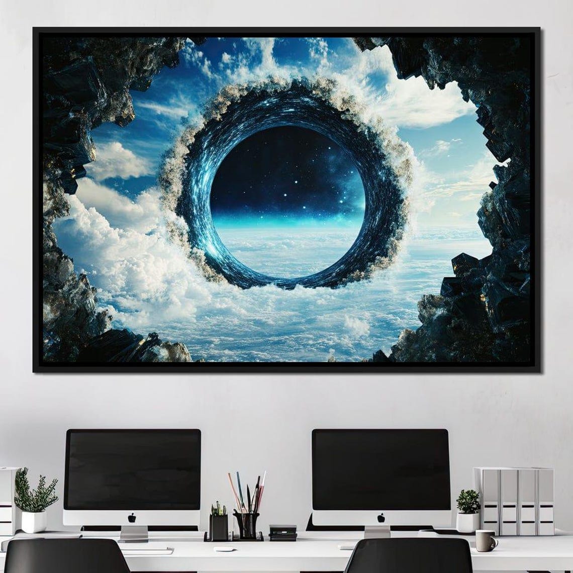 Cosmic Portal Ring Sky Clouds Galaxy Fantasy Portal Wall Art Poster - Image 4