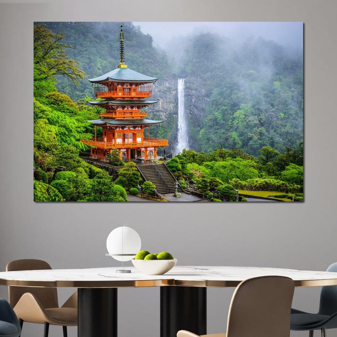 Nachi Japan Three Story Pagoda Waterfall Misty Mountain View Poster - Image 3