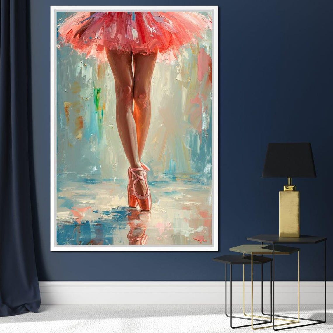 Ballet Dancer En Pointe Coral Tutu Sunlit Pastel Dance Art Wall Poster - Image 2