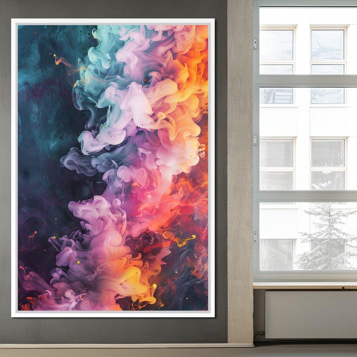 Colorful Smoke Abstract Pink Orange Teal Ink Modern Fluid Art Poster - Image 2