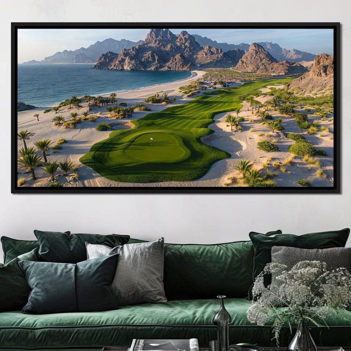 Desert Coastal Golf Course Aerial Mountain Ocean View Sports Poster - Image 4