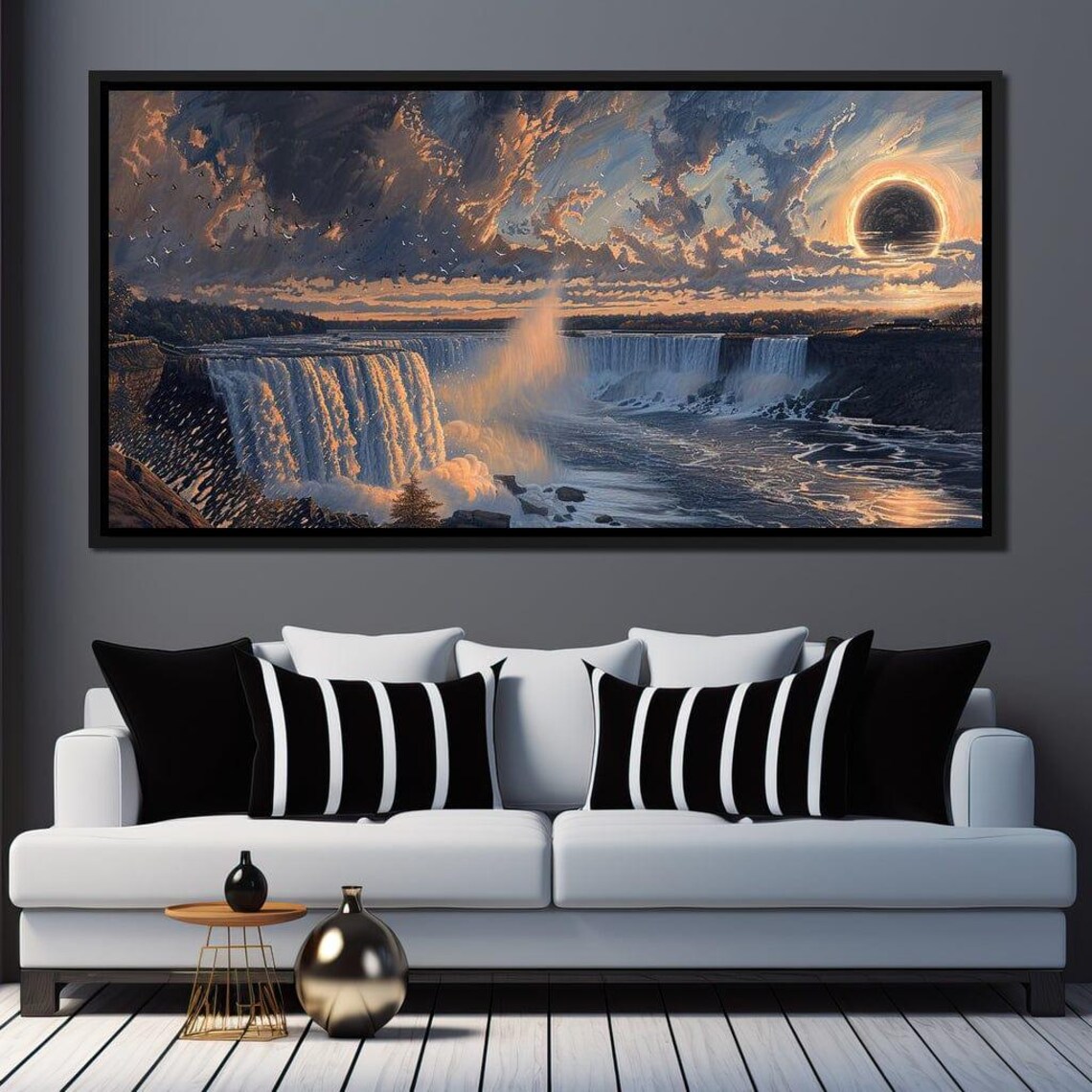 Sunset Cascade Dreamscape, Surreal Nature Wall Art - Image 4