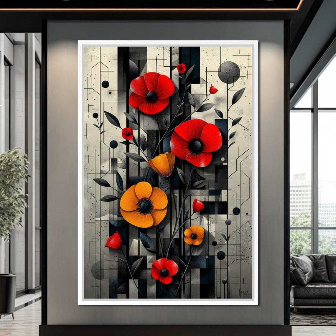 Geometric Patterns In Bloom Vibrant Home Decor Modern Wall Art Colorful Floral Design Abstract Patterns By Nichecanvas - Image 4