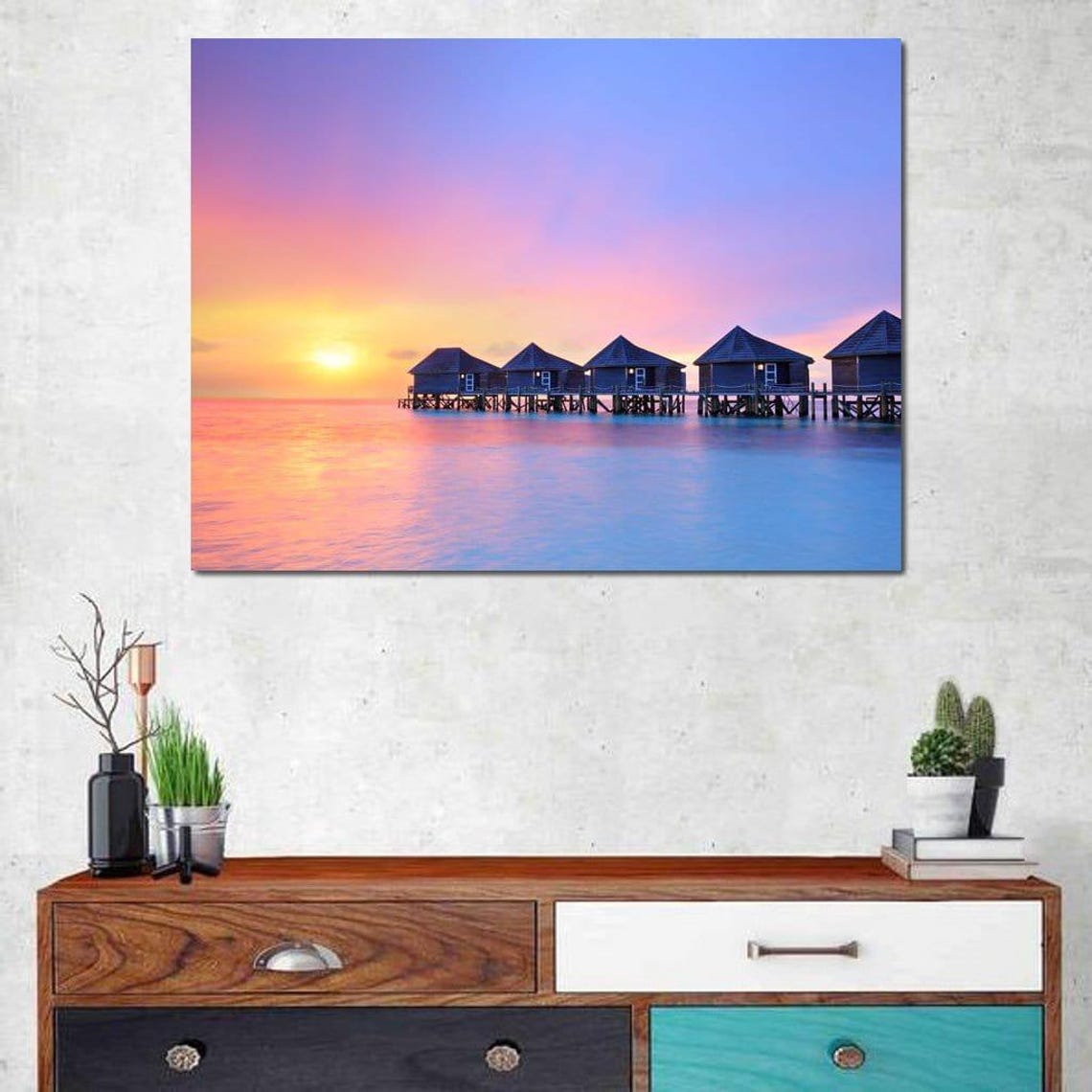 Sunset On Maldives Island Coastal Art - Image 3