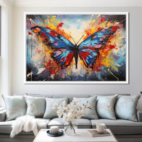 Vibrant Metamorphosis Essence Butterfly Wall Art Contemporary Home Decor Multi Panel Artwork Nature Inspired By Nichecanvas