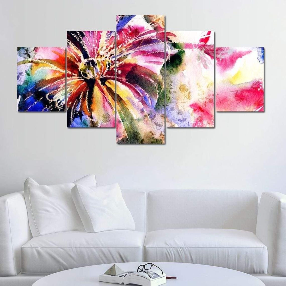 Vibrant Watercolor Flower Burst Rainbow Petals Modern Bloom Poster - Image 4