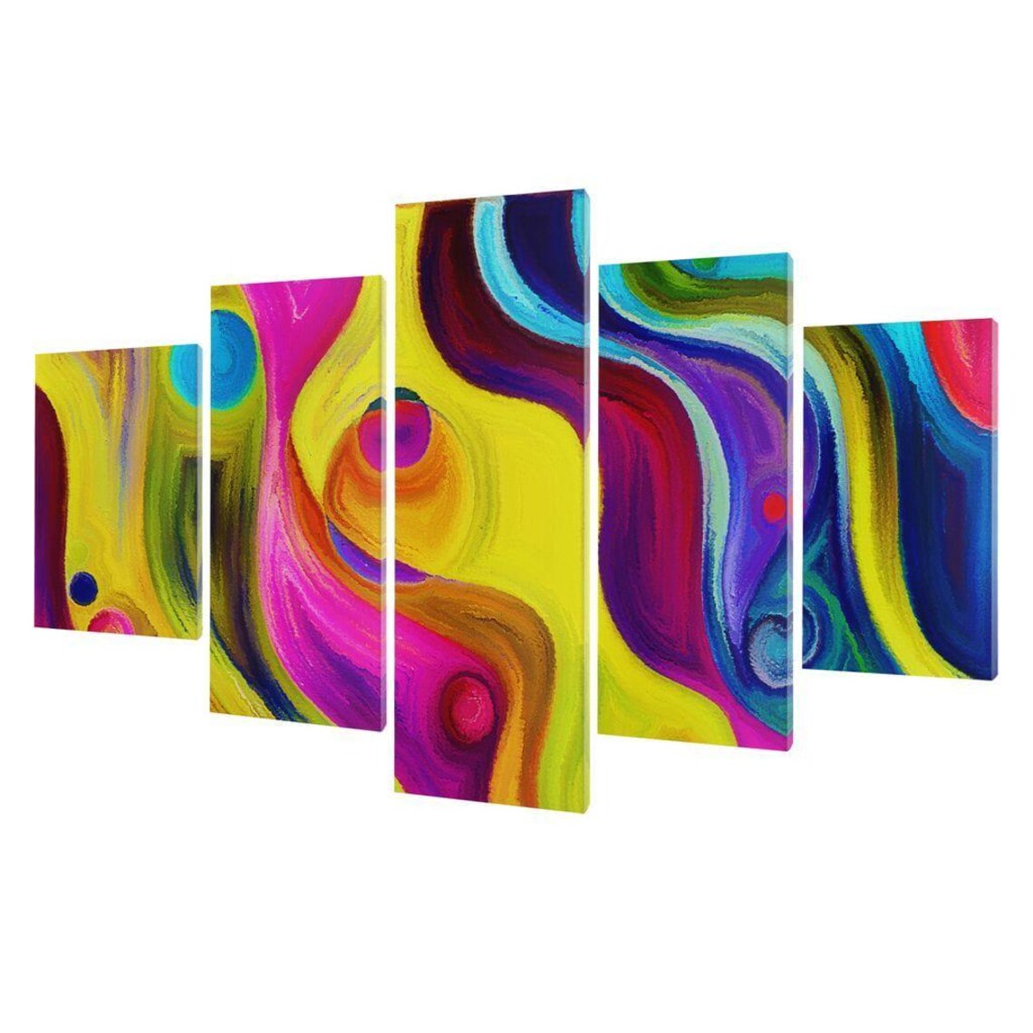 Abstract Colorful Decor, Modern Psychedelic Painting - Image 3