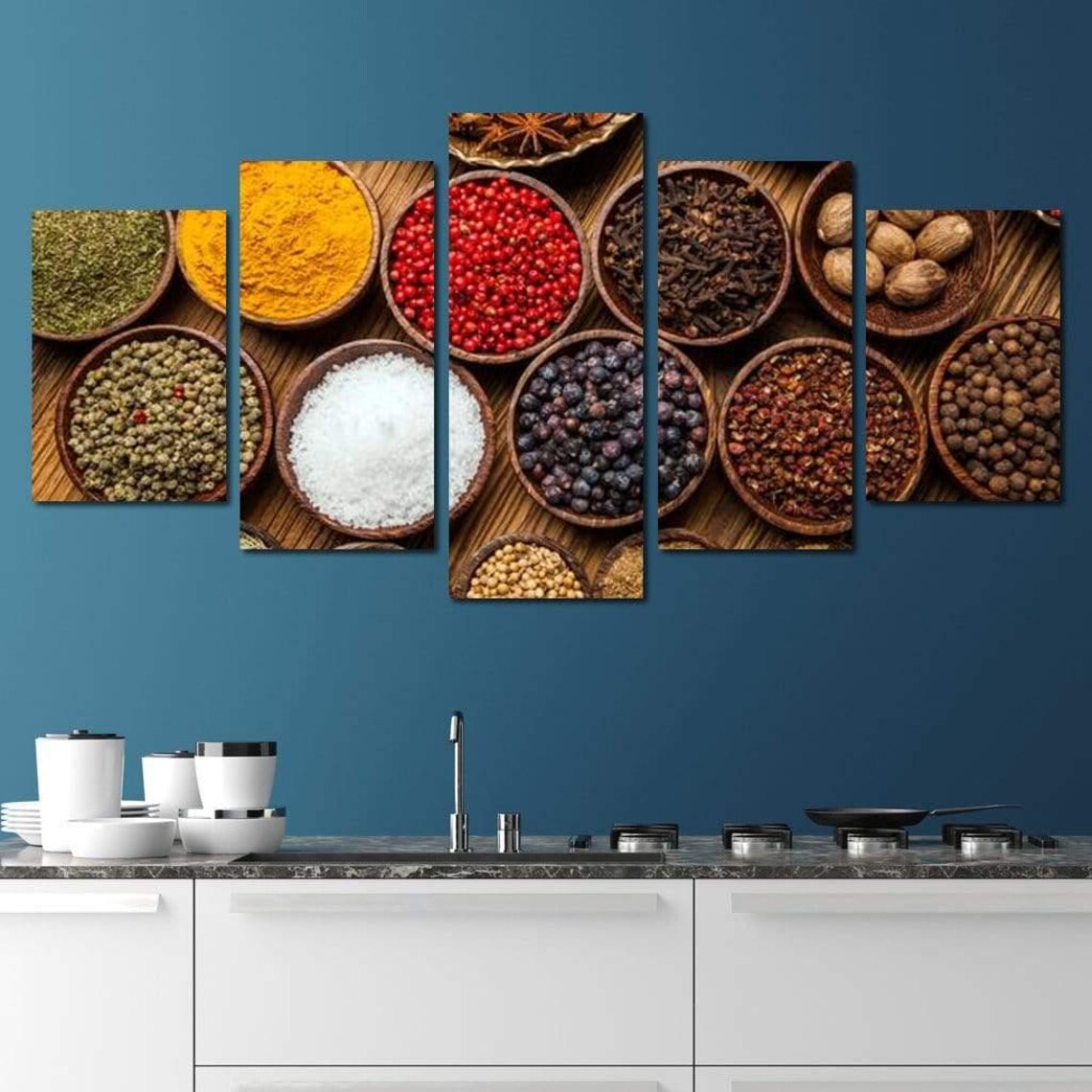 Colorful Spices In Wooden Bowls Overhead Gourmet Kitchen Art Poster - Image 3
