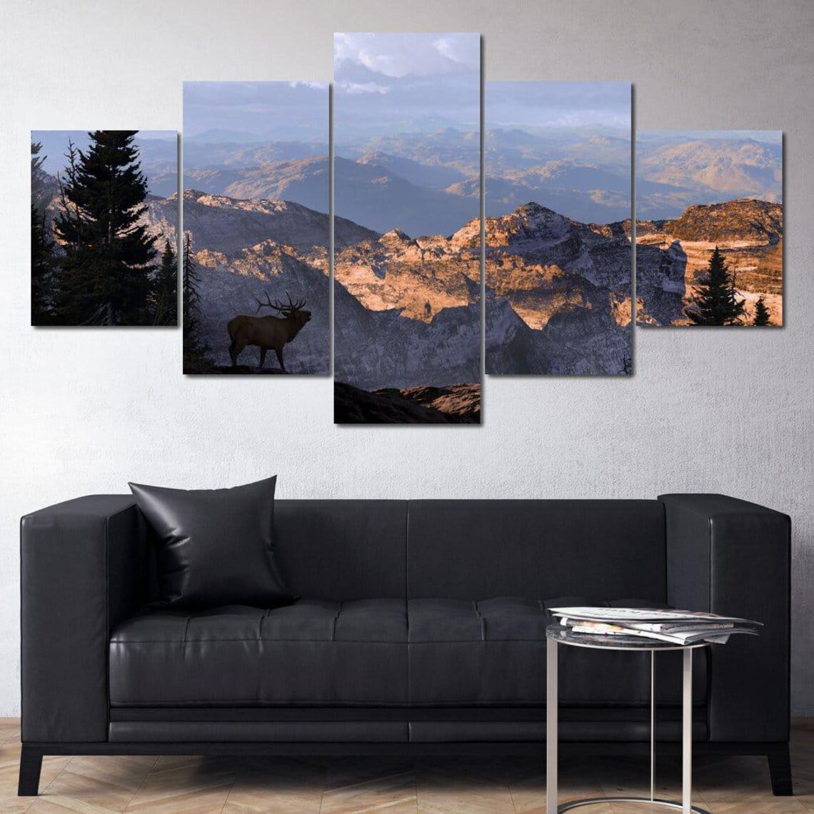 Bull Elk Mountain Ridge Silhouette Alpine Dawn Wildlife Rustic Nature Wall Poster - Image 4