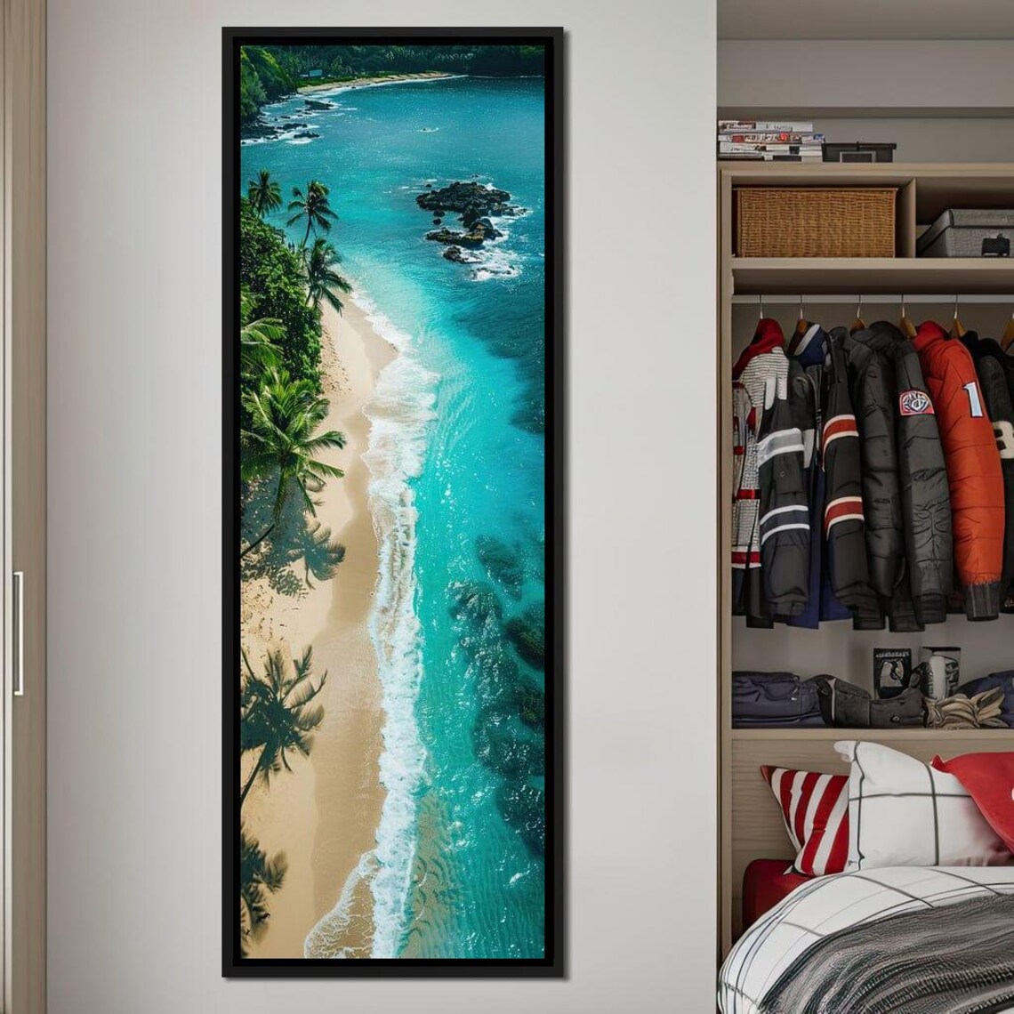 Tropical Beach Aerial Palm Trees Turquoise Waves Coastal Travel Poster - Image 3